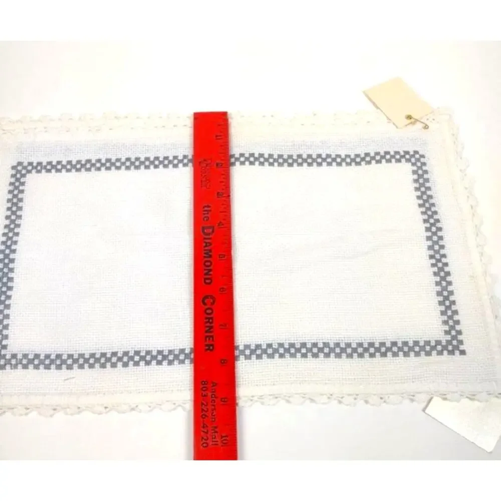 2 Handmade Doilies Embroidered w Crochet Trim 15